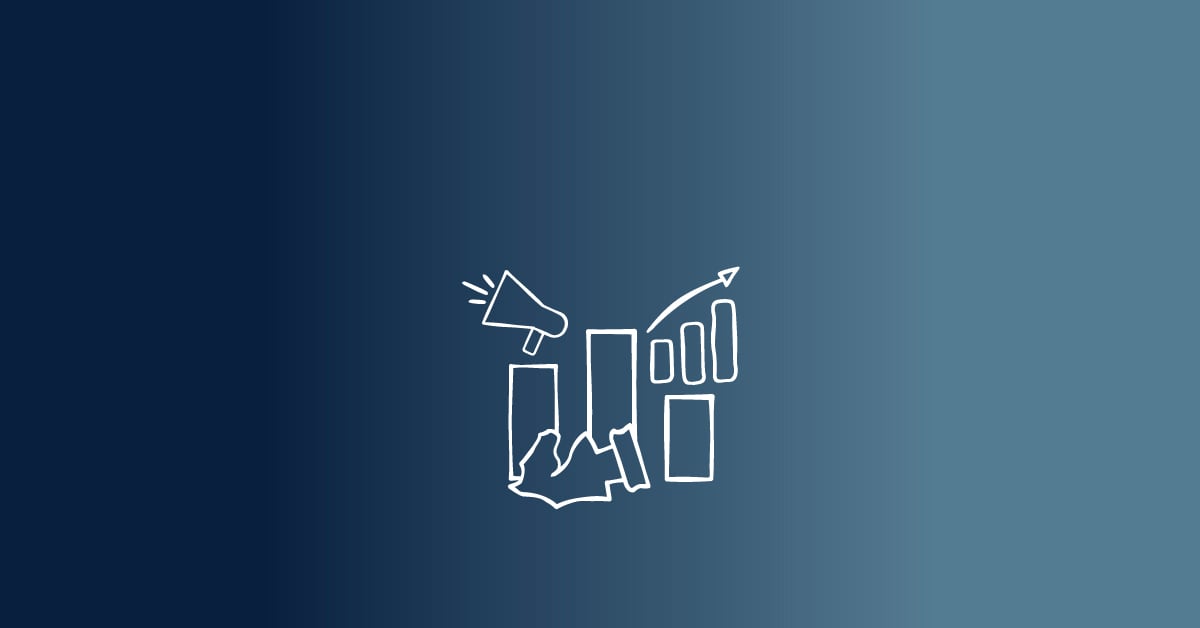 Ikon der visualiserer hvordan salg marketing og strategi påvirker hinanden